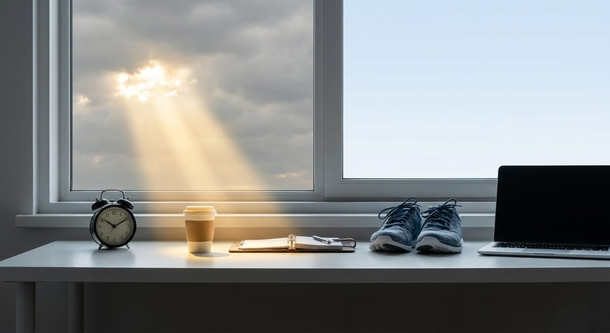 Motivation vs discipline illustrated as weather versus climate over a daily routine